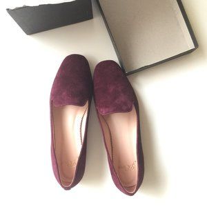 NWT J Crew Suede smoking slippers in VINTAGE BURGUNDY H5523
